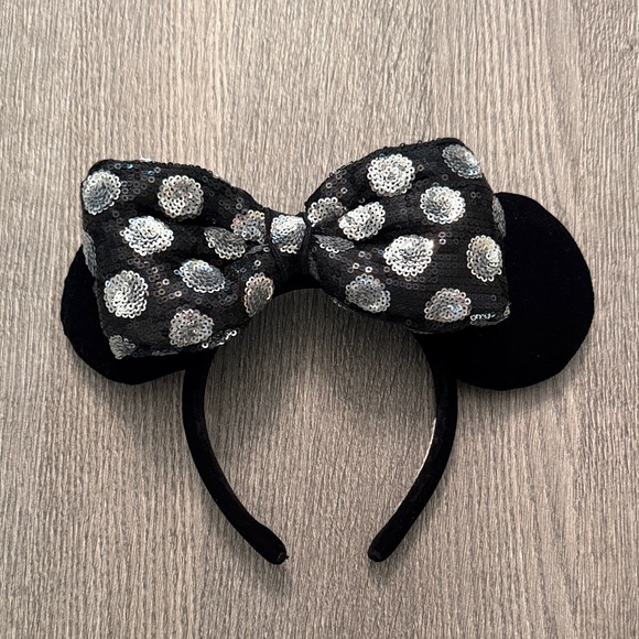 Disney Accessories - Black Sequin Polka Dot Bow Disney Ears